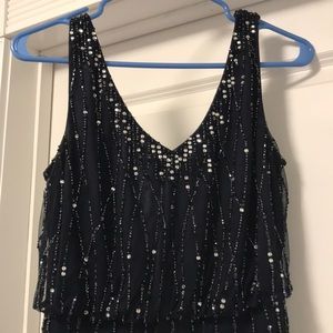 Adrianna Papell sequin blue gown